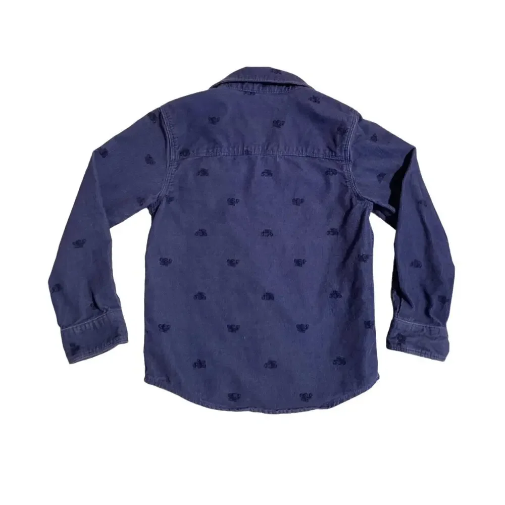 Oshkosh VGUC Monster Truck Blue Corduroy Shirt. Size 4.